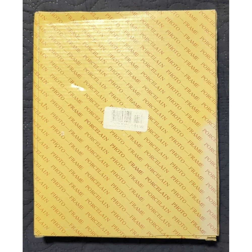 Windsor Designs Vintage Porcelain Raised Floral Frame Stone & Yellow 5x7 Glossy
